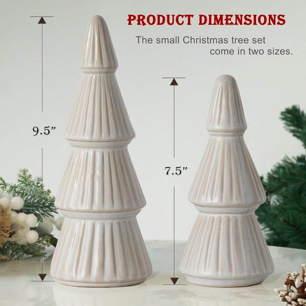Ceramic Christmas Tree Small Farmhouse Christmas Decor Trees Table Top Mantle - Picture 7 of 7